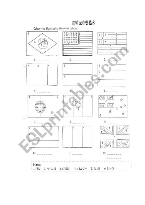 Flags Colours ESL Worksheet By Calikas