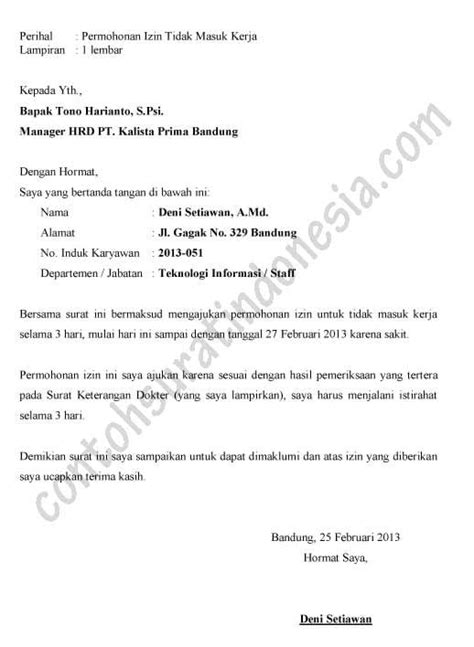 Contoh Surat Izin Kerja Dan Cara Membuatnya Jangan Sampai Salah