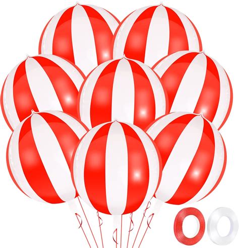 Amazon 8 Pcs Red And White Carnival Balloons Circus Party