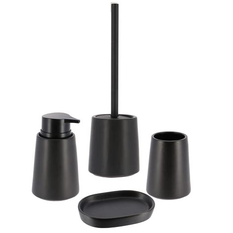 Black Bathroom Accessory Set 4 Pieces Elegant And Practical Resolve