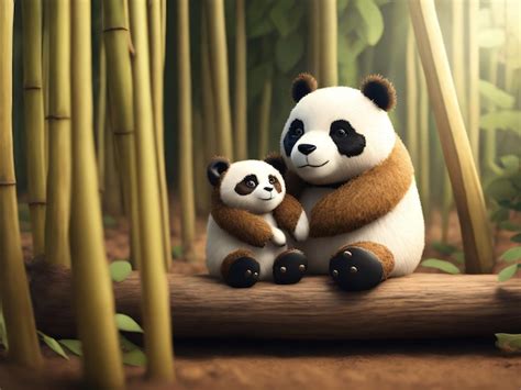 Premium Photo | Cute panda with bamboo background for desktop wallpaper