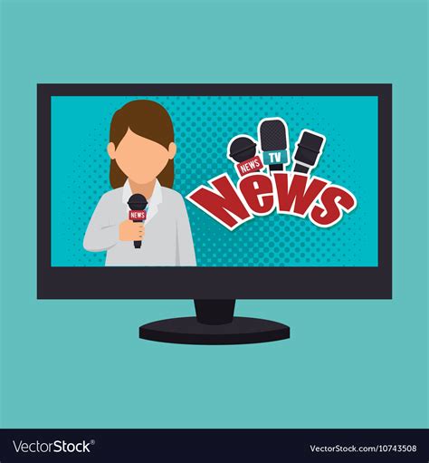 Cartoon tv news reporter woman graphic Royalty Free Vector