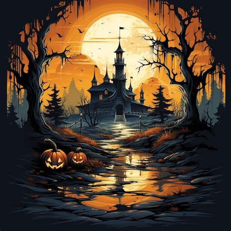 Premium AI Image | Halloween Day Spooky Magic Halloween Castle amid ...