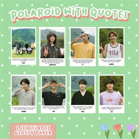 Polaroid Bts Set Quotes Version Jungkook Jimin Taehyung Suga Jin Rm