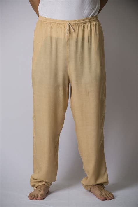 Solid Color Drawstring Mens Yoga Massage Pants In Cream Harem Pants