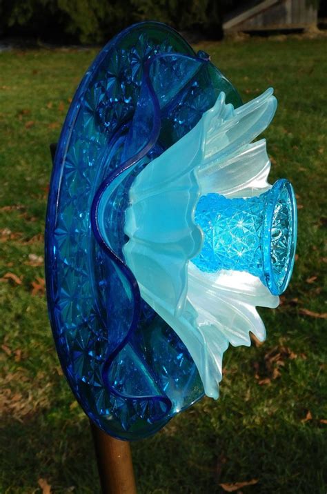 Shades of Blue Glass Flower Yard Art Glass Flowers Glass | Etsy | Art ...