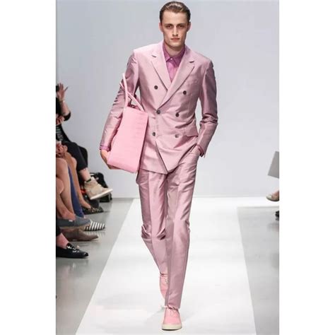 Custom Made Pink Mens Party Prom Suits Bespoke Double Breasted Cool