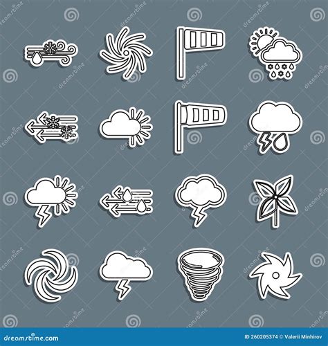 Vaste Lijn Tornado Pinwheels Wolk Met Regen En Blikseminslag Windstok