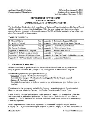 Fillable Online Nae Usace Army Application No New England District