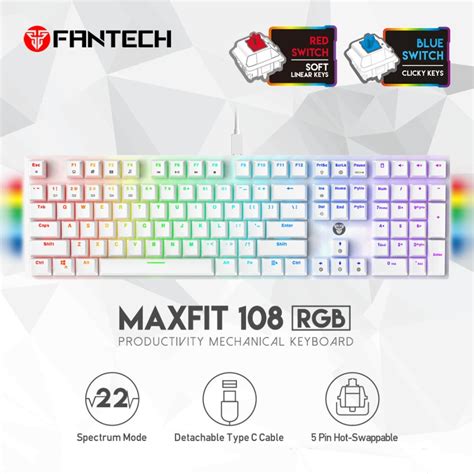 Keyboard Gaming Mechanical MAXFIT108 MK855 Hotswap RGB 5 Pin Beli