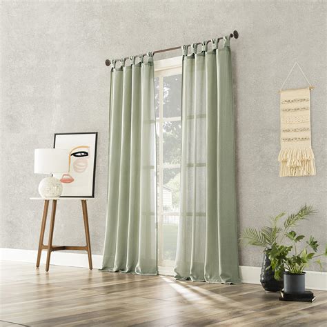 No 918 Reman 2 Pack Twist Tab Linen Texture Semi Sheer Tab Top Curtain Panel Pair 40 X 63