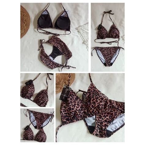 BK 3301 RX03 Loreng Macan Cokelat Tua Bikini Pantai Segitiga With