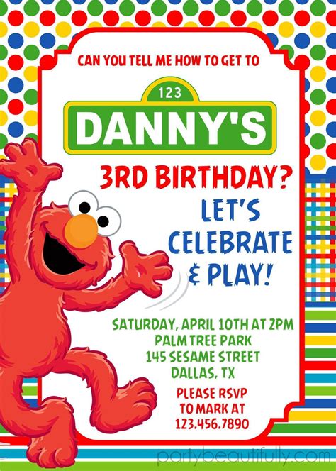 Elmo Birthday Party Invitations Elmo Birthday Party, Sesame Street ...