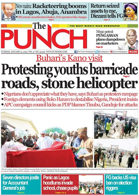 Nigerian Newspapers Daily Front Pages Review Tuesday St January