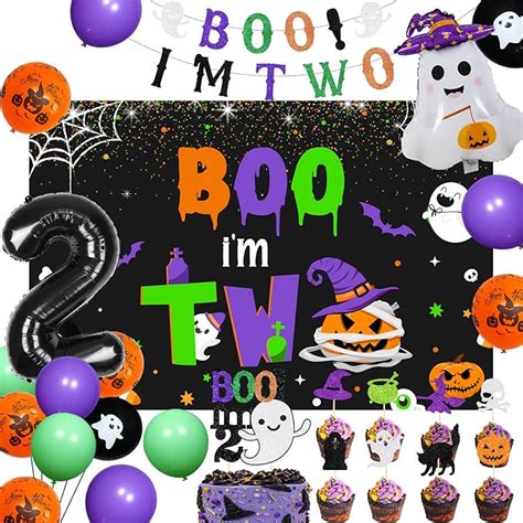 Amazon Kreat4joy Boo Im Two Decor Birthday Backdrop Banner