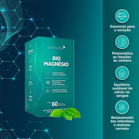 Suplemento Em C Psulas Pura Vida Premium Bio Magnesio Sabor Neutro Em