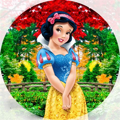 Painel De Festa Redondo Sublimado Em Tecido Tema Branca De Neve