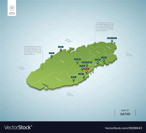 Stylized map qatar isometric 3d green map Vector Image