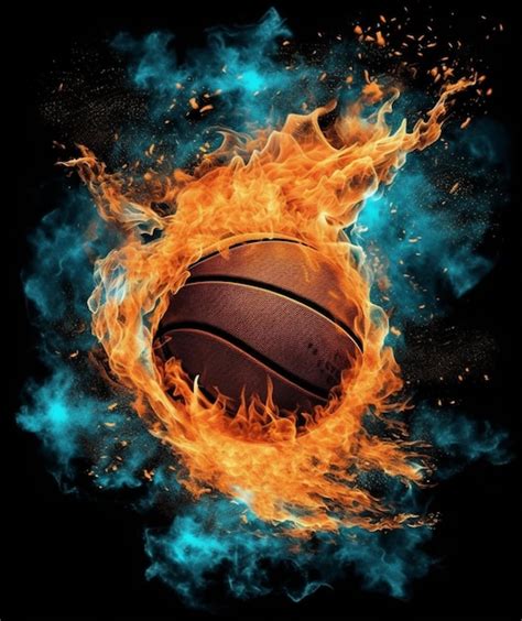 Premium Ai Image A Close Up Of A Basketball Ball In Fire And Water