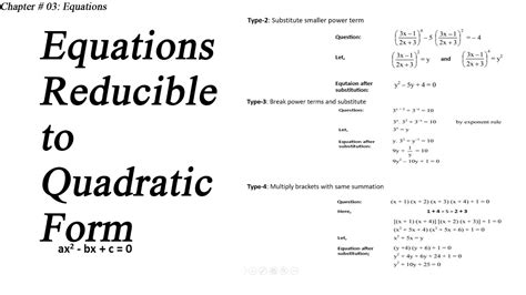 Mathematics Xi Chap Equations Equations Reducible To