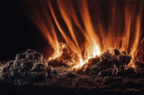 Premium Photo Smoldering Ashes Of A Bonfire With Forks Of Flame