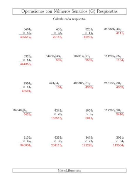 Multiplicación Y División Con Números Senarios Base 6 G