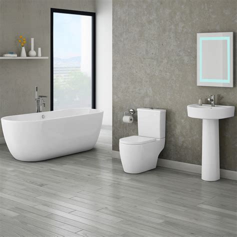 Bianco Double Ended Curved Freestanding Bath Suite At Victorian Plumbing Uk