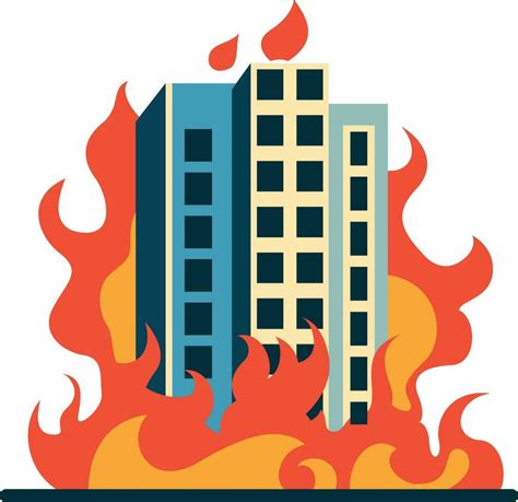 Burning Building Vector Illustration Building Fire Building