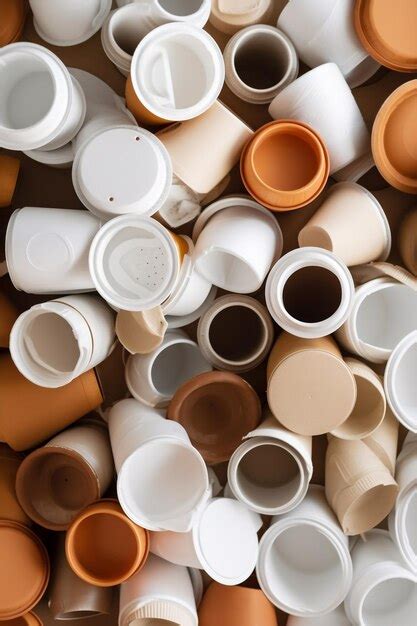 Premium Ai Image Portrait View Paper Cups Waste And Plastic Cups