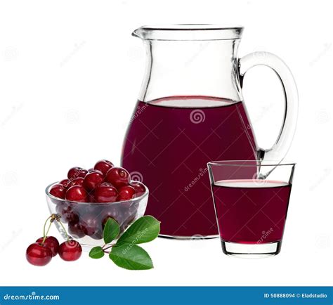 Cherry Juice In A Glass And Carafe Stock Photo Image Of Portion