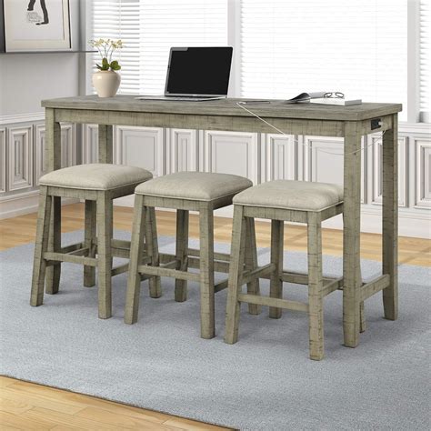 Merax 4 Piece Counter Height Bar Table Set With Socket And