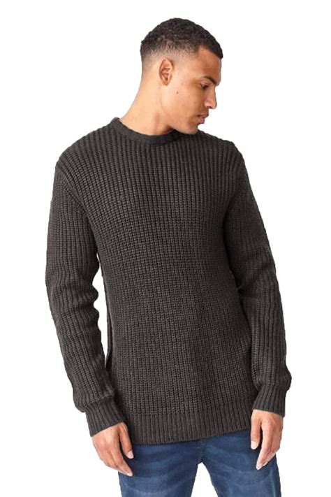 Brave Soul Mens Binaryc Fisherman Knit Sweater Tubular Rib Neck Pull