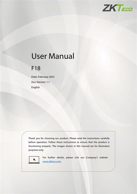 ZKTECO F18 USER MANUAL Pdf Download | ManualsLib