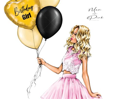 Birthday Clipart, Birthday Girl Clipart, Girl PNG, Blond Girl Clipart ...