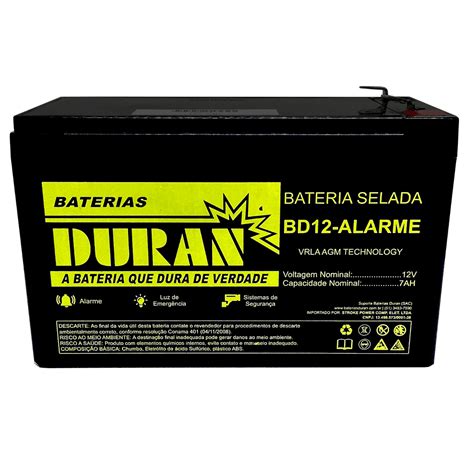 Kit 2 Baterias Duran 7ah 12v VRLA AGM Alarme