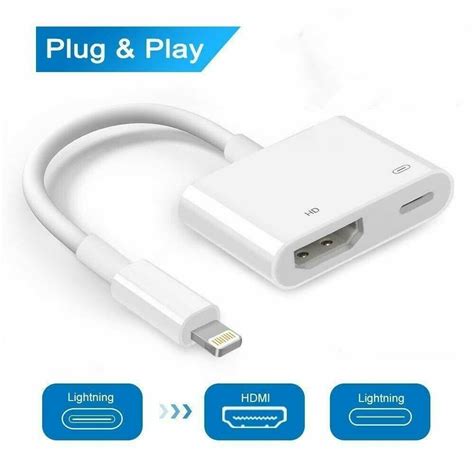 Lighting to HDMI Adapter,Digital AV Adapter with Lighting Charging Port ...