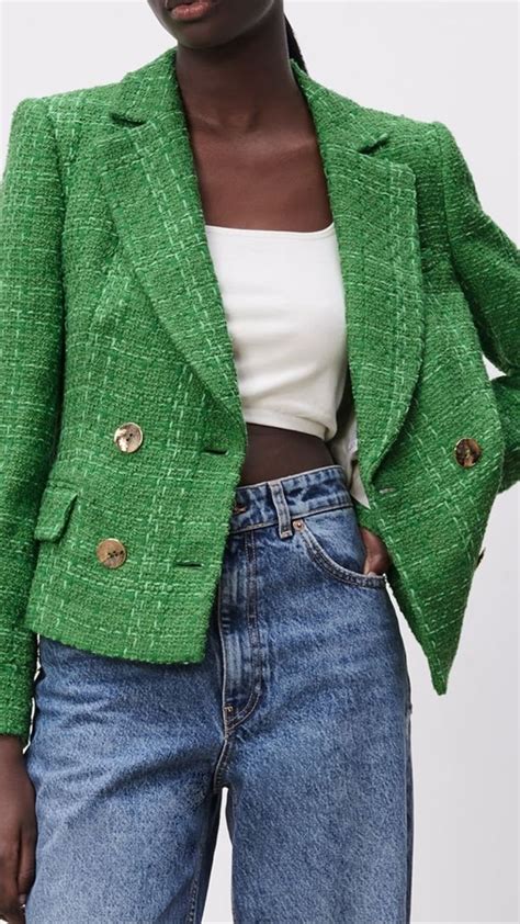 Zara Textured Double Breasted Blazer Blazer Outfits For Women Tweed