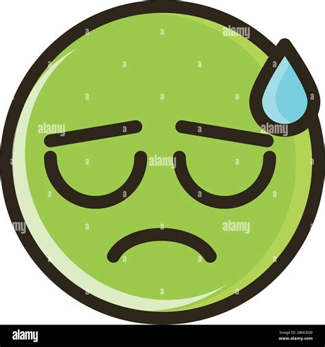 Sweat Funny Smiley Emoticon Face Expression Vector Illustration Line And Fill Icon Stock Vector