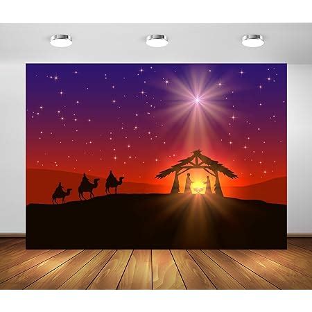 Amazon Beleco X Ft Fabric Nativity Backdrop Christmas Star Night