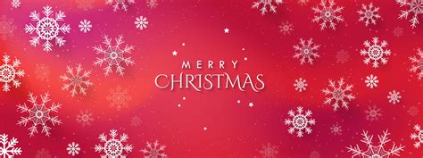 Merry Christmas Banner On Beautiful Red Gradient Background With 3d White Snowflakes With