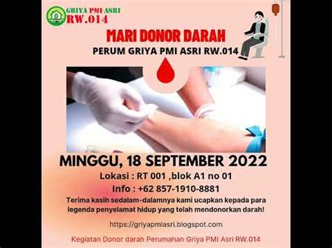 Mari Kita Donor Darah September Griya Pmi Asri Rw