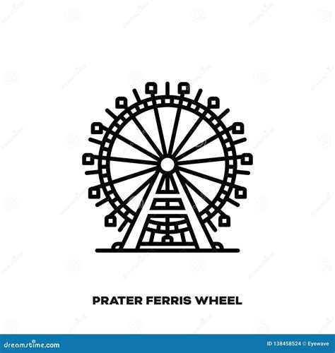 Prater Ferris Wheel at Vienna, Austria, Vector Line Icon Stock Vector ...