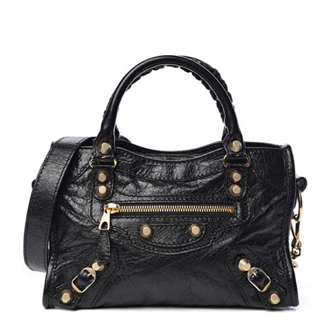 Balenciaga Agneau Giant 12 Gold Hardware Mini City Black 488161