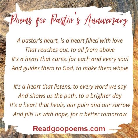 Poems to Celebrate Your Pastor's Anniversary