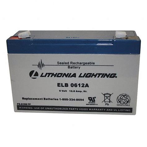 Lithonia Lighting Battery Sealed Lead Acid 6 V Volt 12 Ah Battery Capacity 3 3 4 In Overall