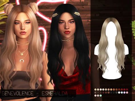 The Sims Resource Anto`s Esmeralda Hair Retextured By Benevolence C