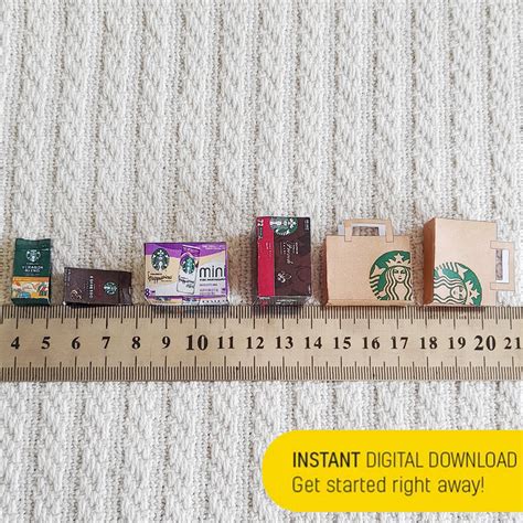 10 Style Miniature Starbucks Coffee Bag Templates 1 12 Scale