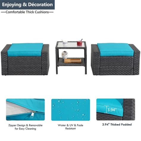 Dropship Piece Outdoor Ottomans With Glass Coffee Table To Sell