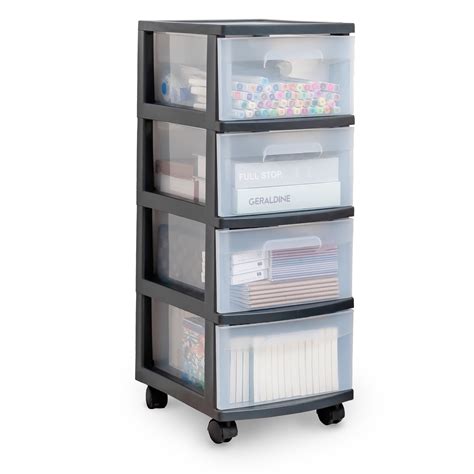 Sterilite Wide 3 Drawer Cart Plastic Walmart Black