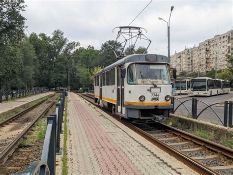 ブカレスト市電 タトラT4 3344 Ghencea駅 鉄道フォト写真 by こめさん レイルラボ RailLab